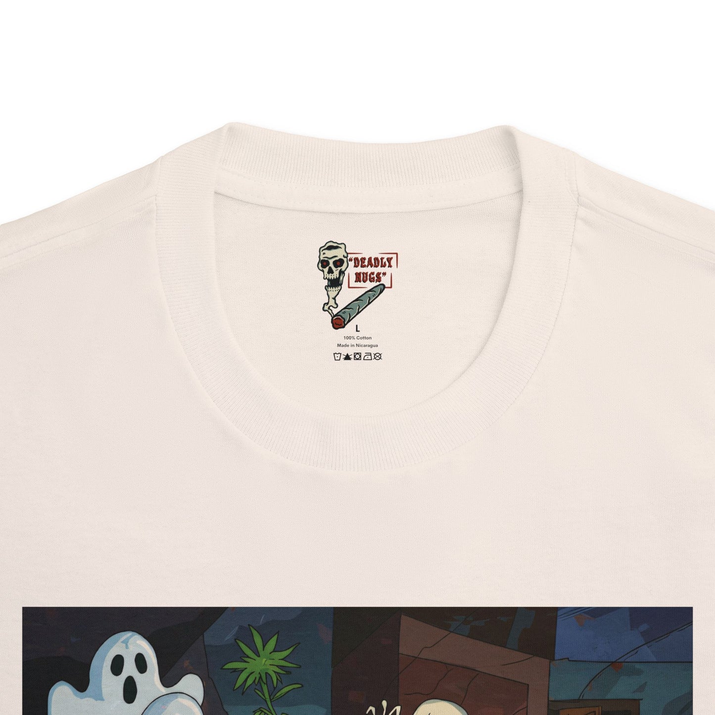 Every Puff Madness / Bud Characters Ghosts Skeletons Zombies Graphic Tee / Ominous Macabre Horror Cartoon Art Picasso Style / 420 Underground Stoner Streetwear / DEADLY NUGS
