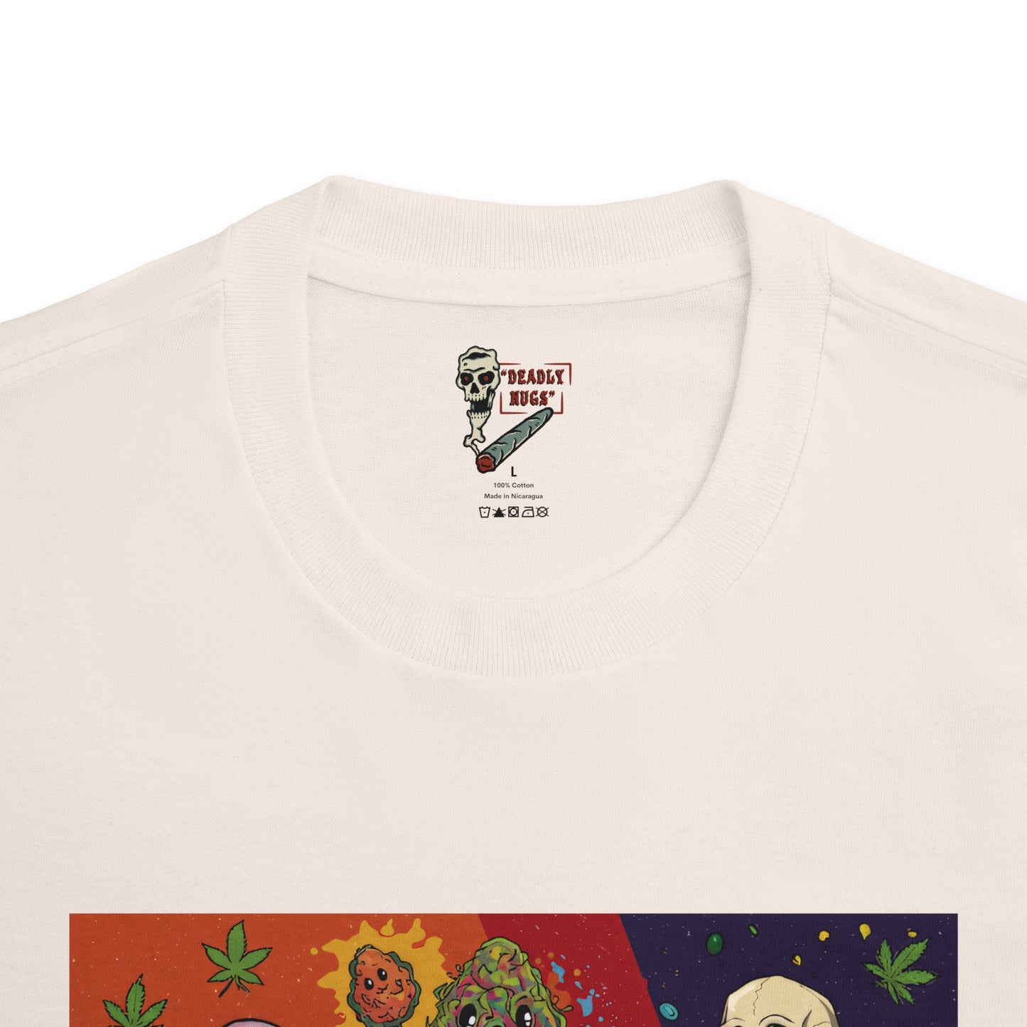 Lit Up / Premium Unisex Graphic Tee Aesthetic Print Ghost Skeleton 420 / DEADLY NUGS