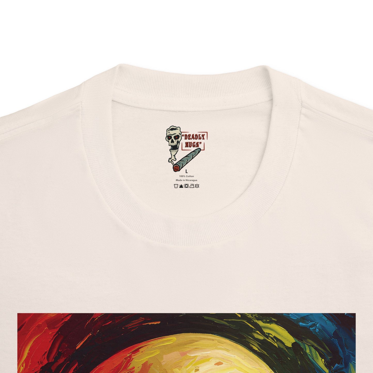 Radical High / Skull with Abstract Color Patterns Graphic Tee / Dark Obscure Art Abstract Painting / 420 Underground Stoner Streetwear / DEADLY NUGS