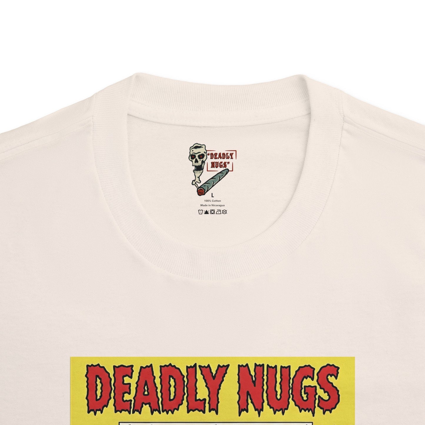 TERRIFYING TOKES! / Woman in Graveyard surrounded by Green Smoke, Alien watcher, and sinister Moon Graphic Tee / Vintage Pulp Horror Noir Comic Art Style / 420 Underground Stoner Culture / DEADLY NUGS