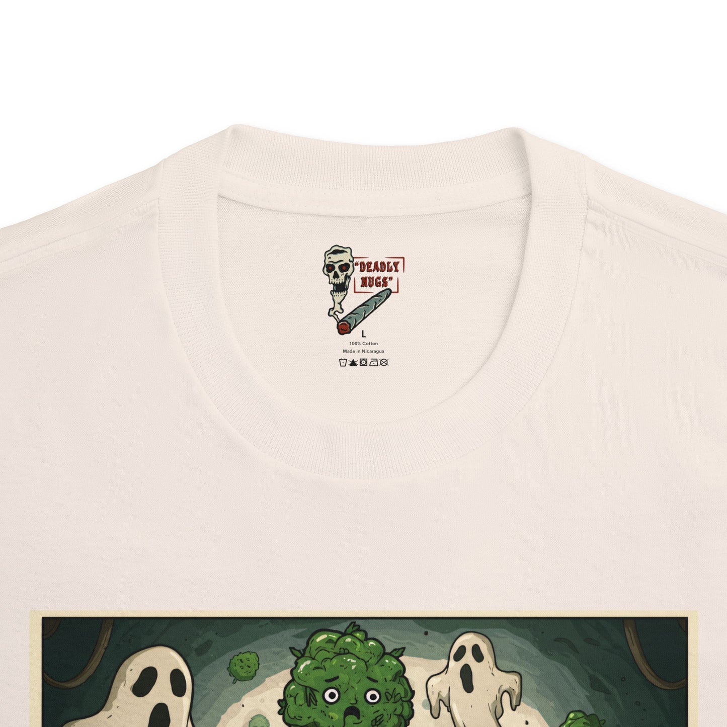 Effects / Bud Characters Ghosts Skulls Graphic Tee / Dark Humor Gritty Modern Cartoon Comic Art Style / 420 Underground Stoner Streetwear / DEADLY NUGS