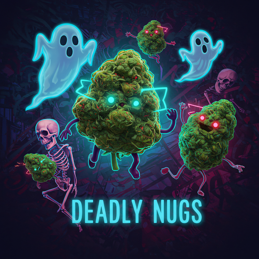 DEADLY NUGS cannabis inspired graphic tshirts