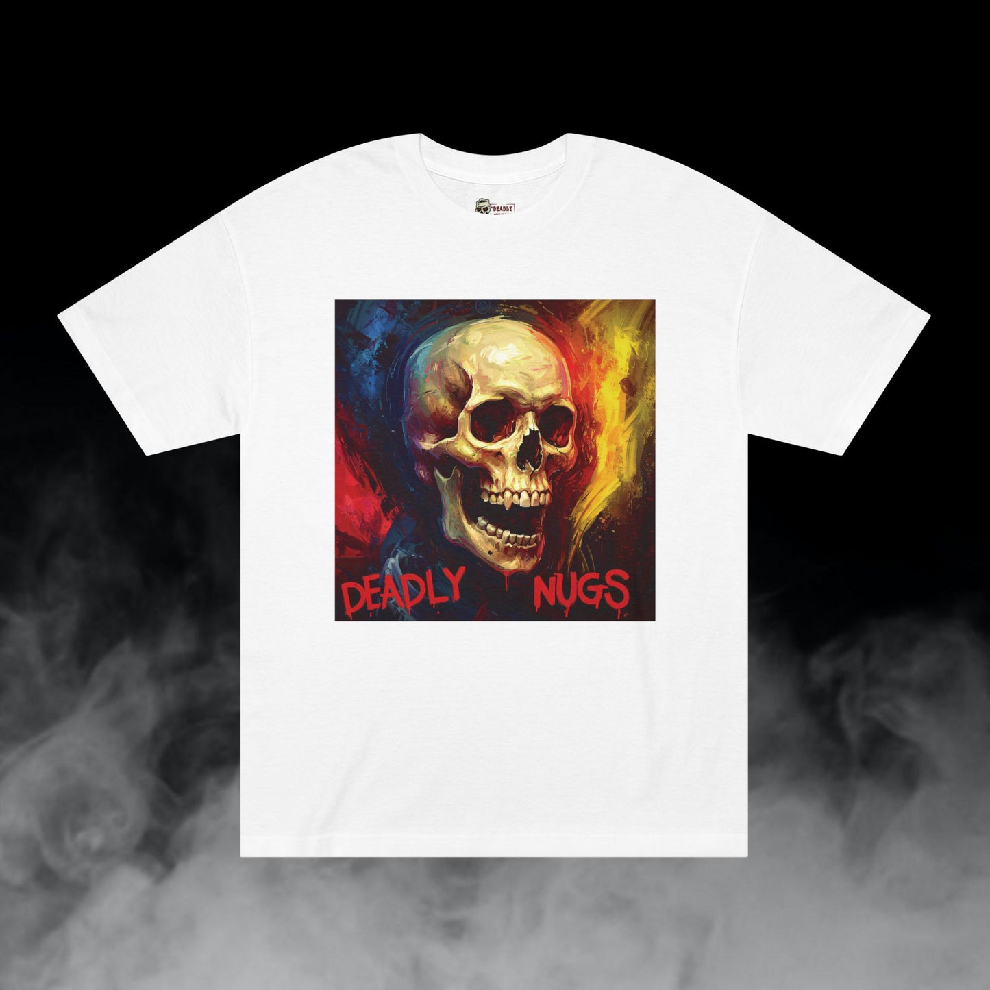 Moment of Relevance / Skull with Abstract Color Patterns Graphic Tee / Dark Obscure Art Abstract Painting / 420 Underground Stoner Streetwear / DEADLY NUGS