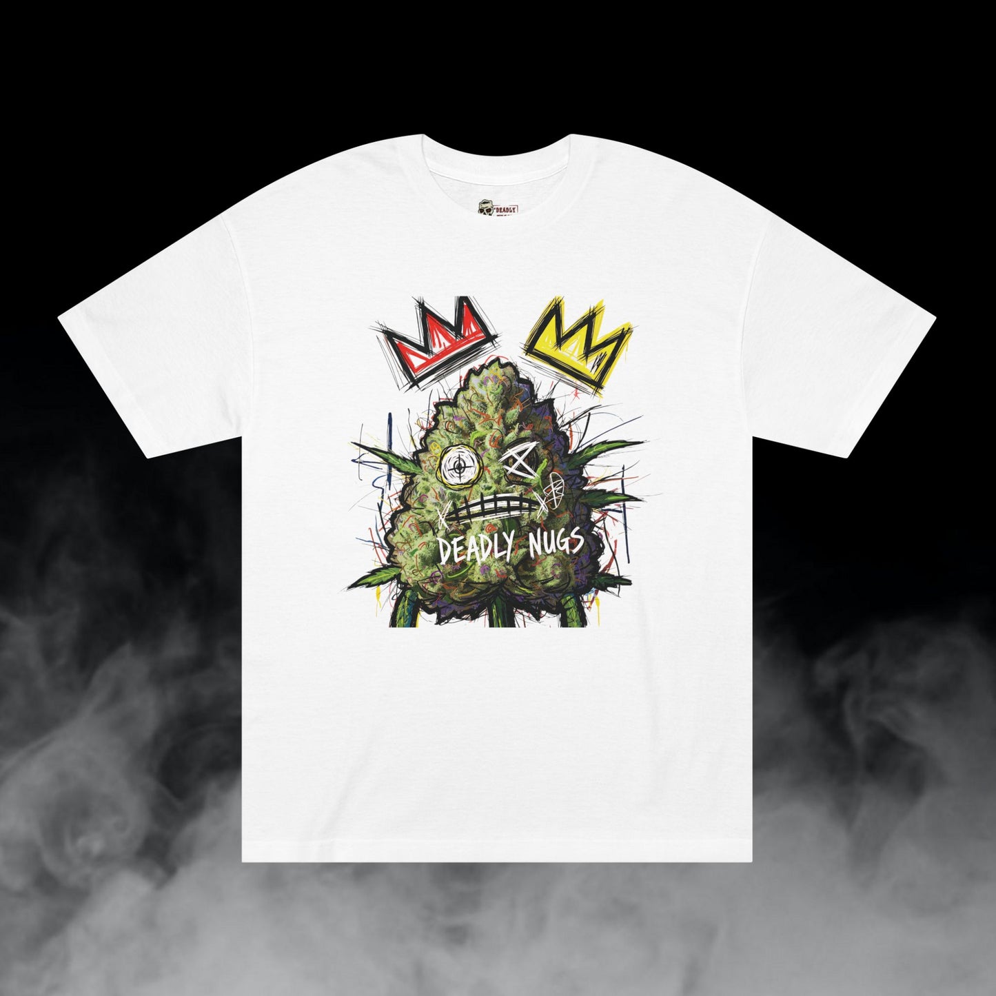King Smoke / Bud Character with Crowns Graphic Tee / Abstract Expressionism Art Basquiat Painting / 420 Underground Stoner Streetwear / DEADLY NUGS