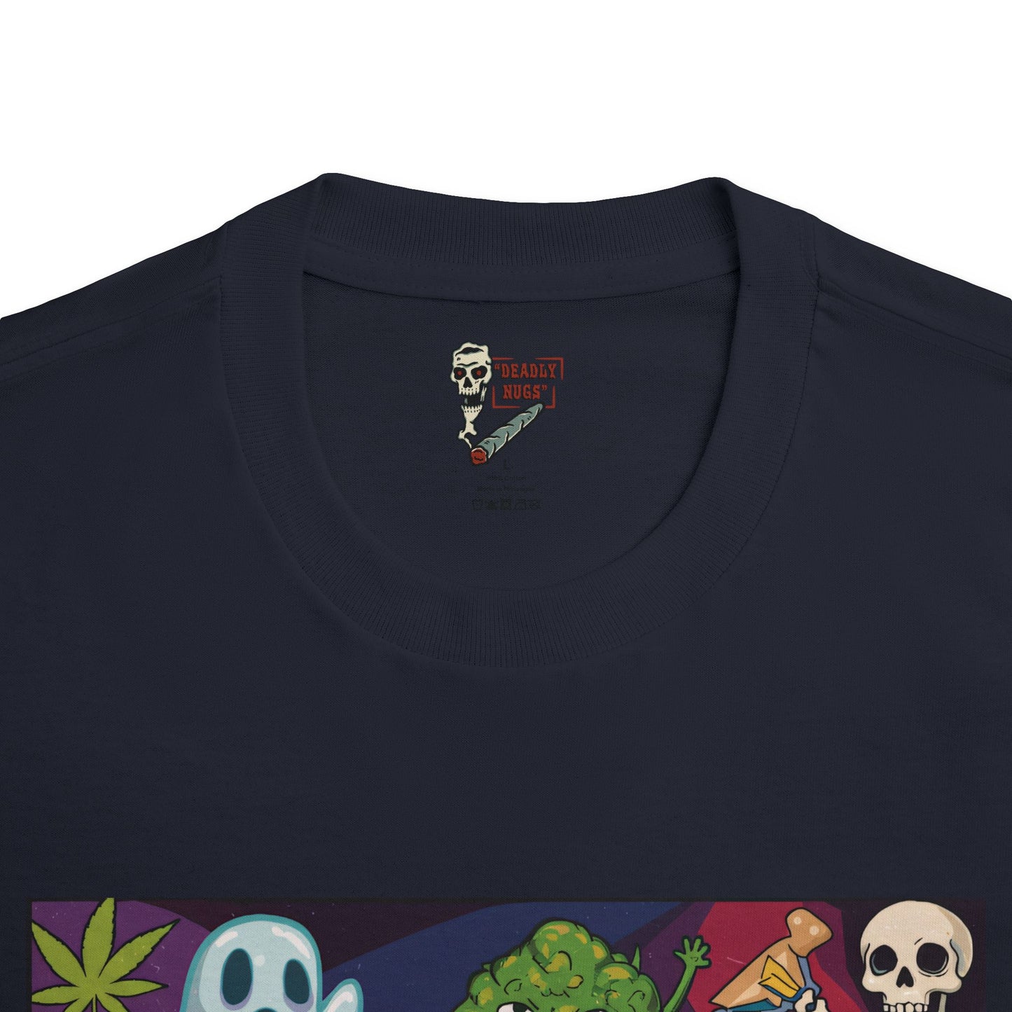 Spooky High / Premium Unisex Graphic Tee Aesthetic Print Ghost Skeleton 420 / DEADLY NUGS