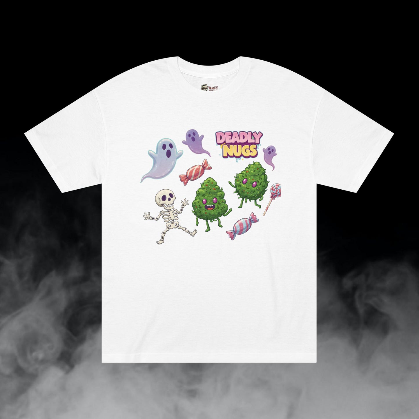 Sweet Tooth / Bud Characters Ghosts Skeleton Graphic Tee / Eerie Character Candy Cartoon Art / 420 Underground Stoner Streetwear / DEADLY NUGS