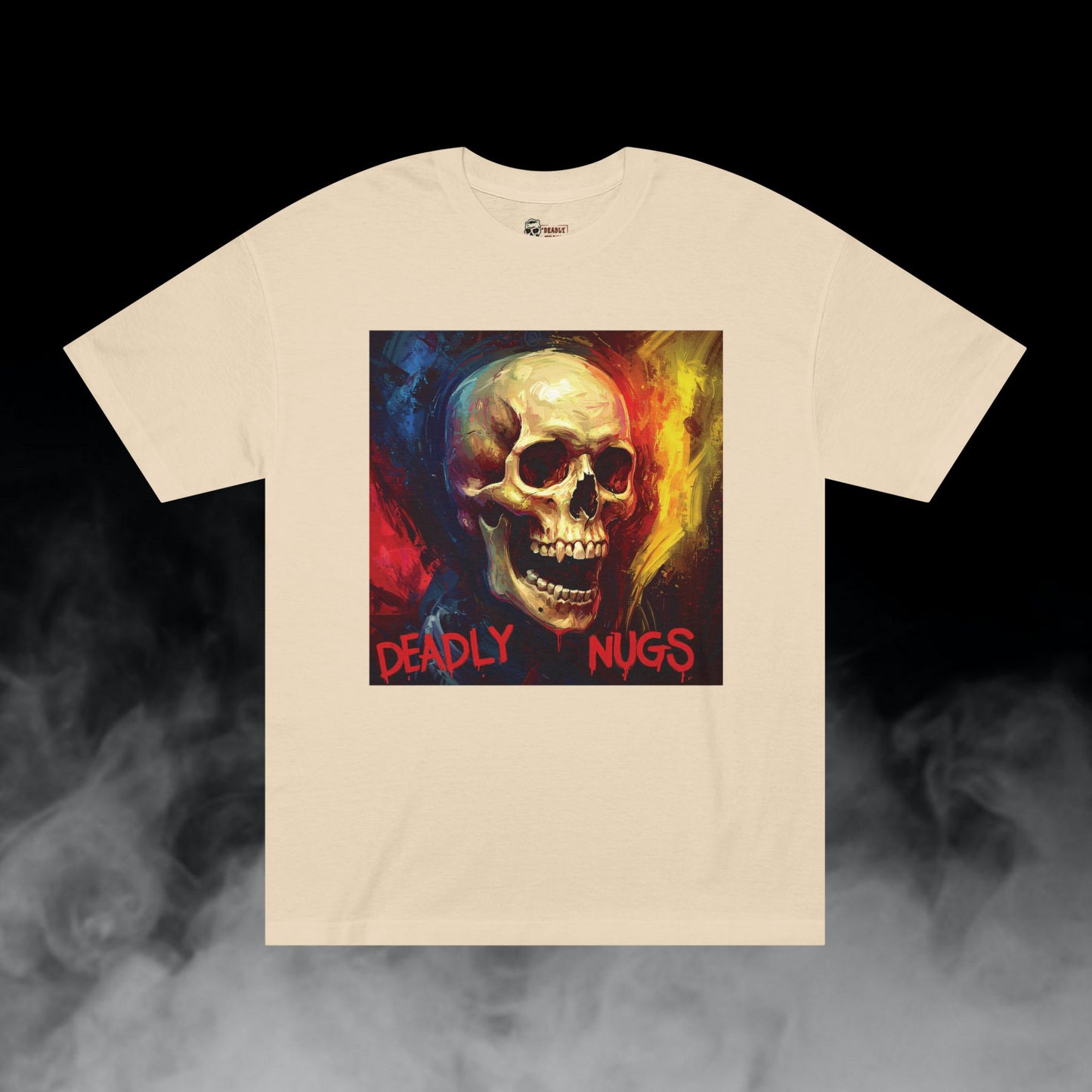 Moment of Relevance / Skull with Abstract Color Patterns Graphic Tee / Dark Obscure Art Abstract Painting / 420 Underground Stoner Streetwear / DEADLY NUGS