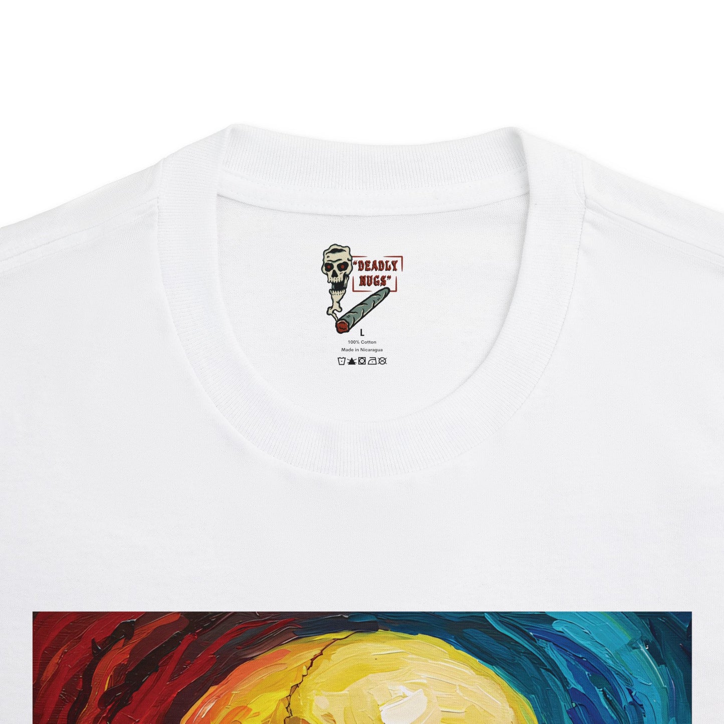 Intense Euphoria / Skull with Abstract Color Patterns Graphic Tee / Dark Obscure Art Abstract Painting / 420 Underground Stoner Streetwear / DEADLY NUGS