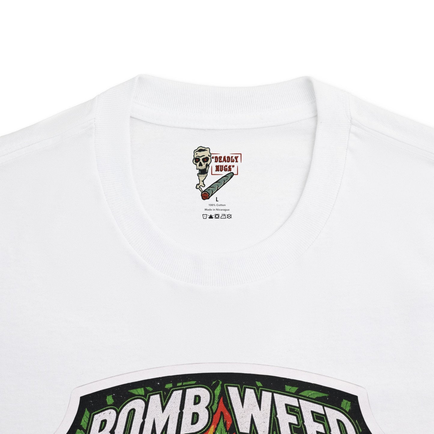 Bomb Weed / Explosive Cannabis Graphic Tee / Vintage Badge Style / 420 Underground Stoner Culture / DEADLY NUGS