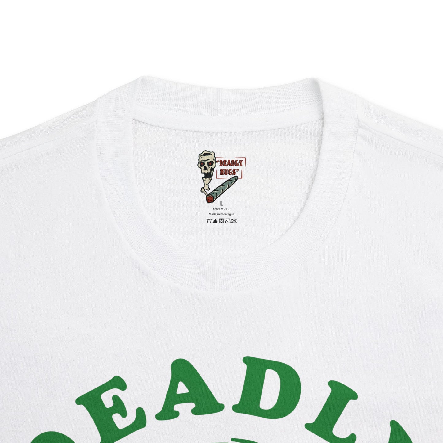 Flame in, Flame out / Premium Unisex Graphic Tee Green Aesthetic Print Skull 420 / DEADLY NUGS