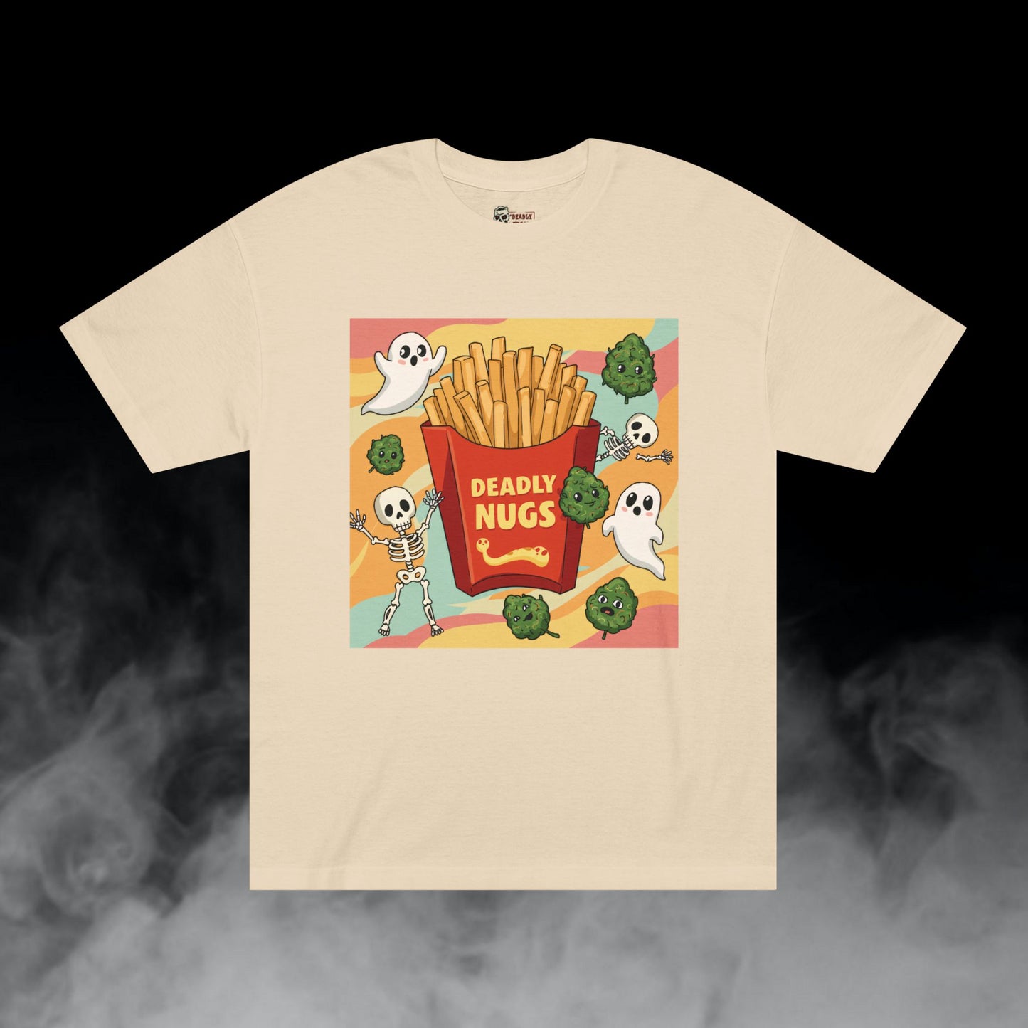 Goin' for the Fries / Bud Characters Ghosts Skeletons Munchies Graphic Tee / Dark Humor Spooky Modern Cartoon Comic Art Style / 420 Underground Stoner Streetwear / DEADLY NUGS