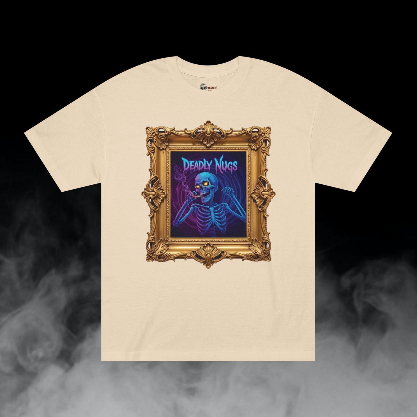 Portal Warp / Skeleton Smoking Graphic Tee / Gritty Neon Glitch Aesthetic Frame Art / 420 Underground Stoner Streetwear / DEADLY NUGS