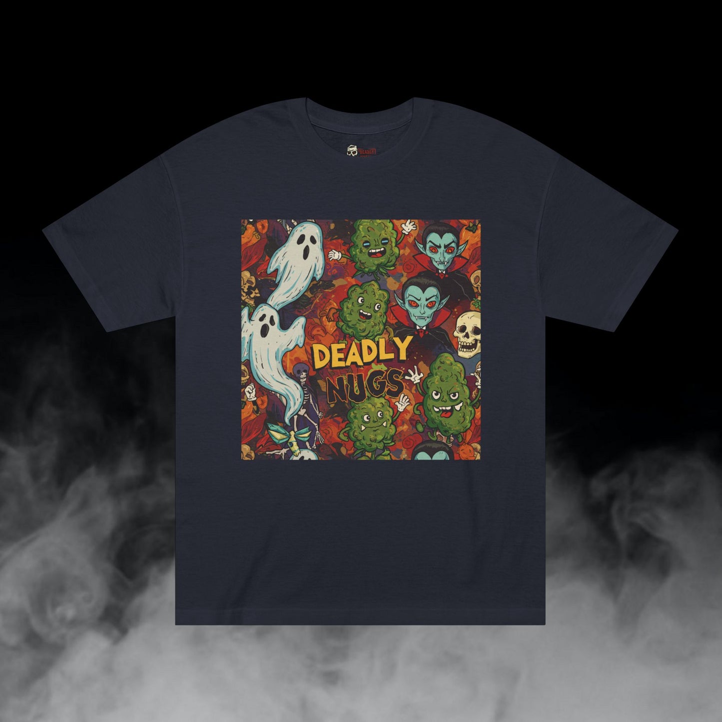 Nugmare Realm / Bud Characters Ghosts Skull Vampires Graphic Tee / Vintage Pop Art Comic Style / 420 Underground Stoner Streetwear / DEADLY NUGS
