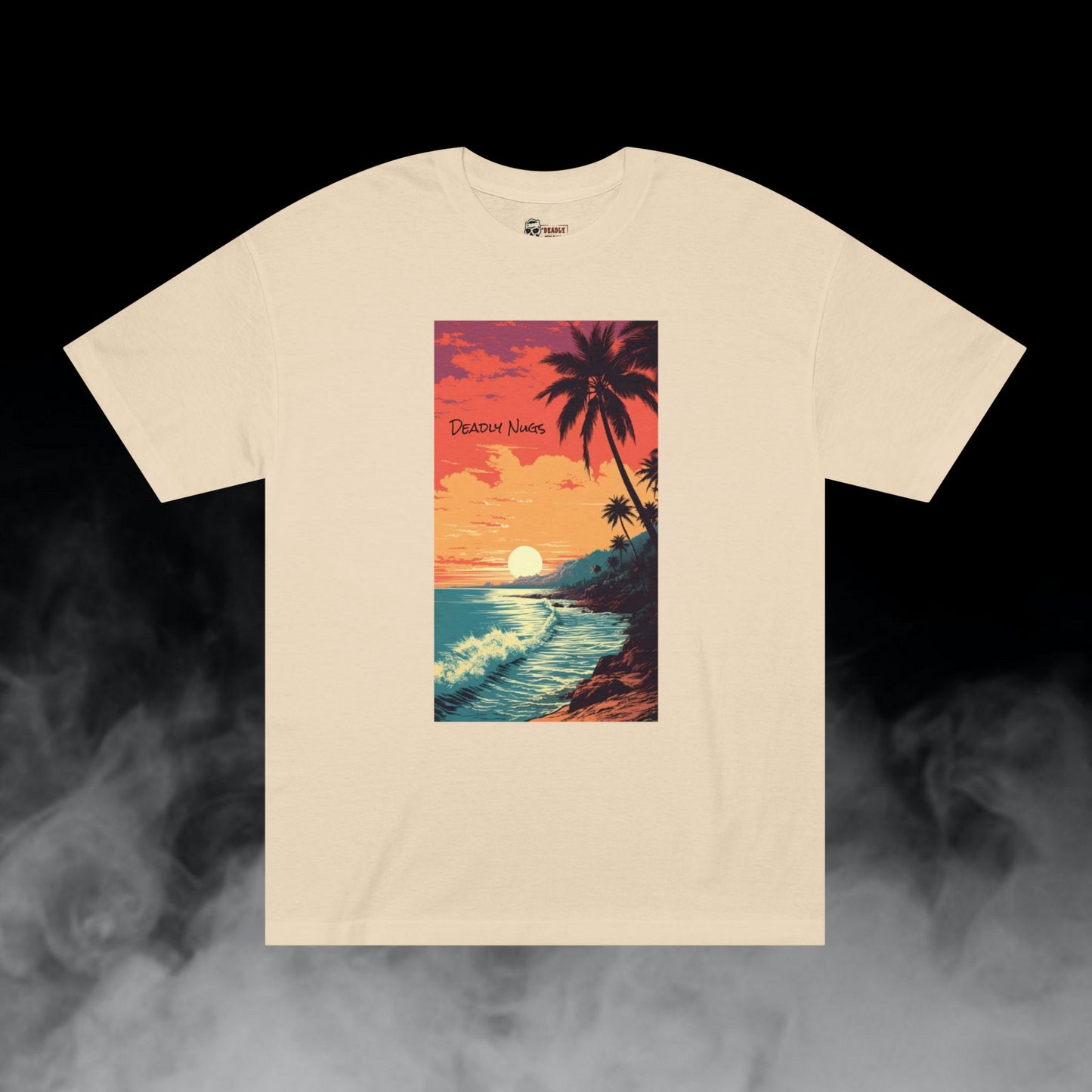 Coastline / Shoreline Sunset Sky Palms Waves Graphic Tee / Vintage Painting Beach Style Art / 420 Underground Stoner Streetwear / DEADLY NUGS