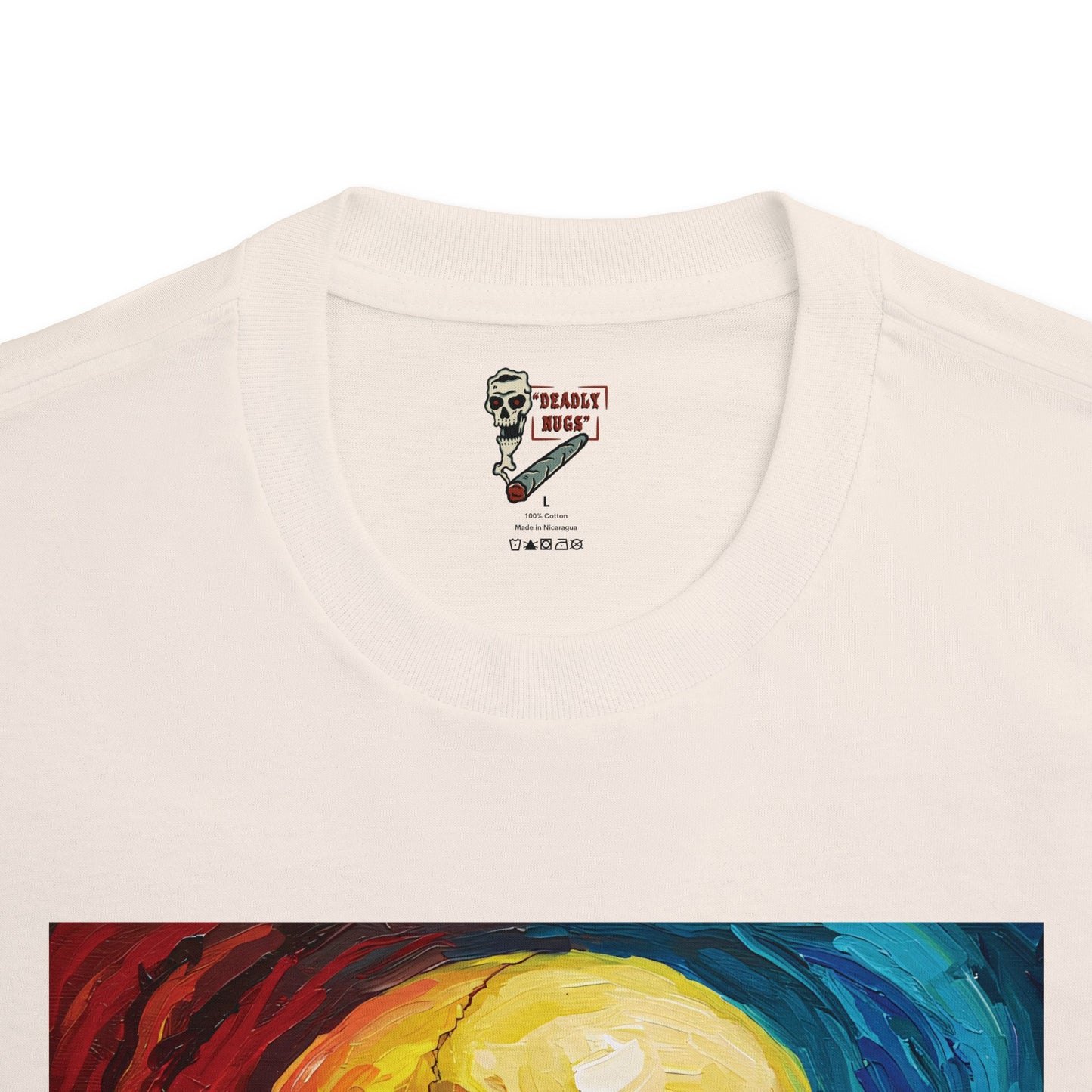 Intense Euphoria / Skull with Abstract Color Patterns Graphic Tee / Dark Obscure Art Abstract Painting / 420 Underground Stoner Streetwear / DEADLY NUGS