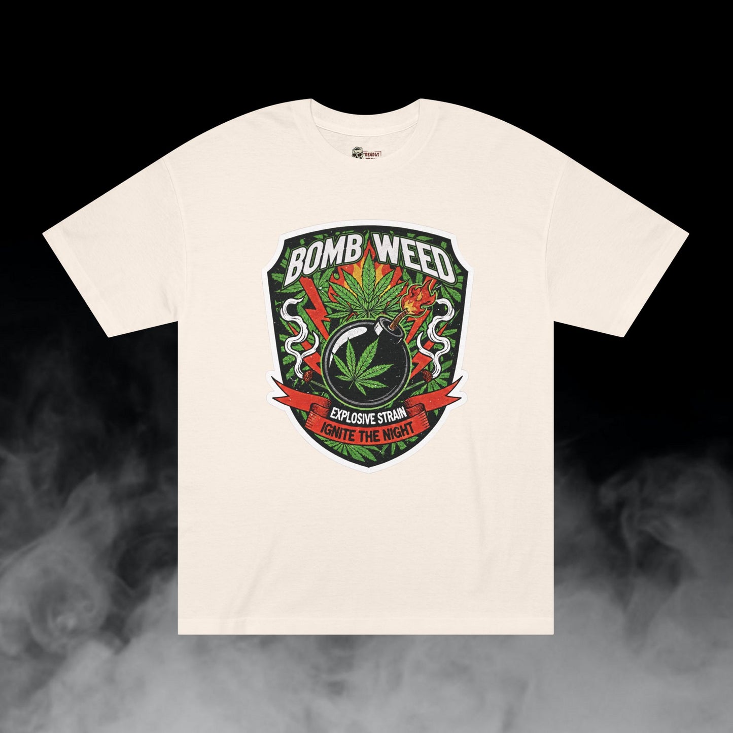 Bomb Weed / Explosive Cannabis Graphic Tee / Vintage Badge Style / 420 Underground Stoner Culture / DEADLY NUGS
