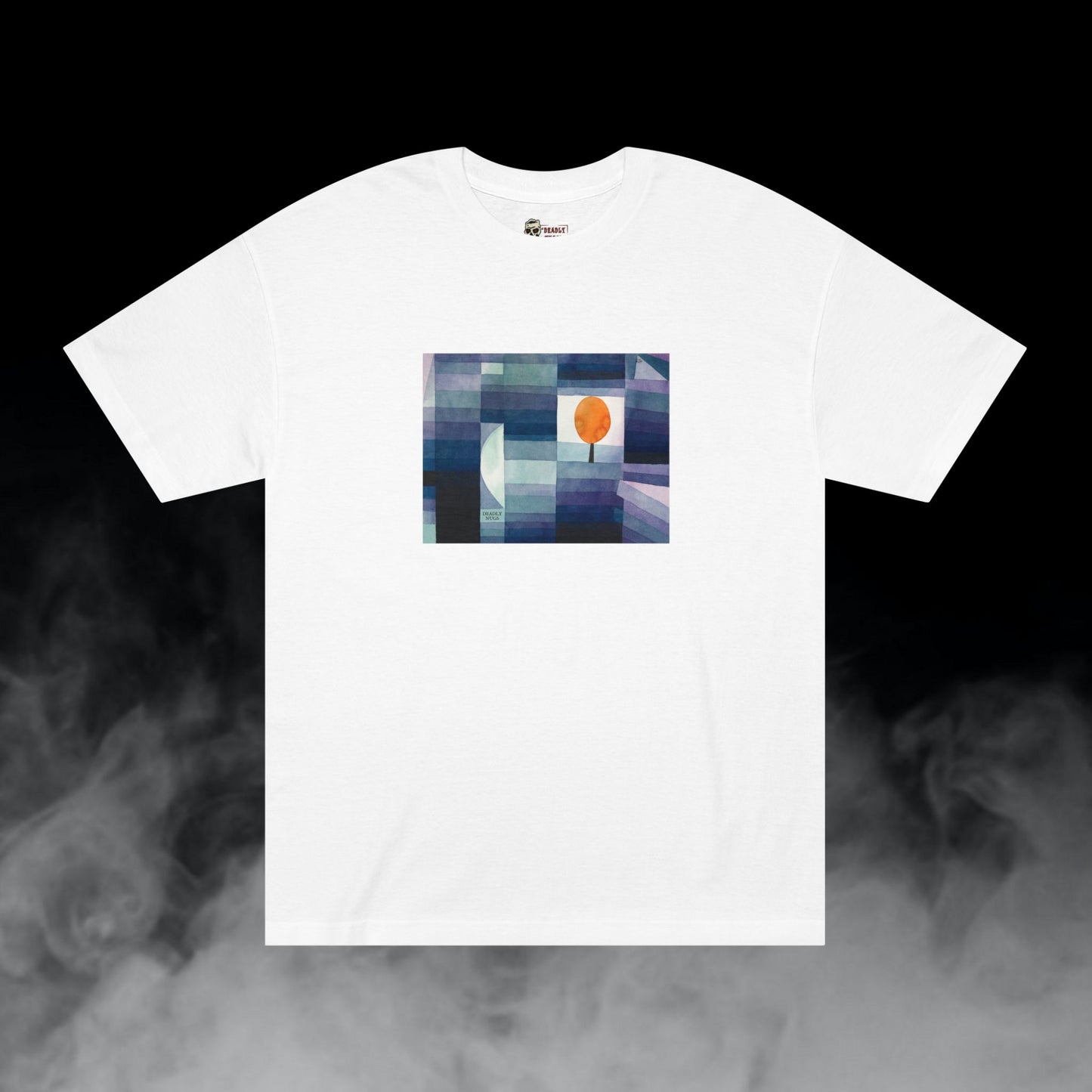 Midnight Flame / Blue Tone Geometric Painting Graphic Tee / Modern Abstract Cubism Art Style / 420 Underground Stoner Streetwear / DEADLY NUGS