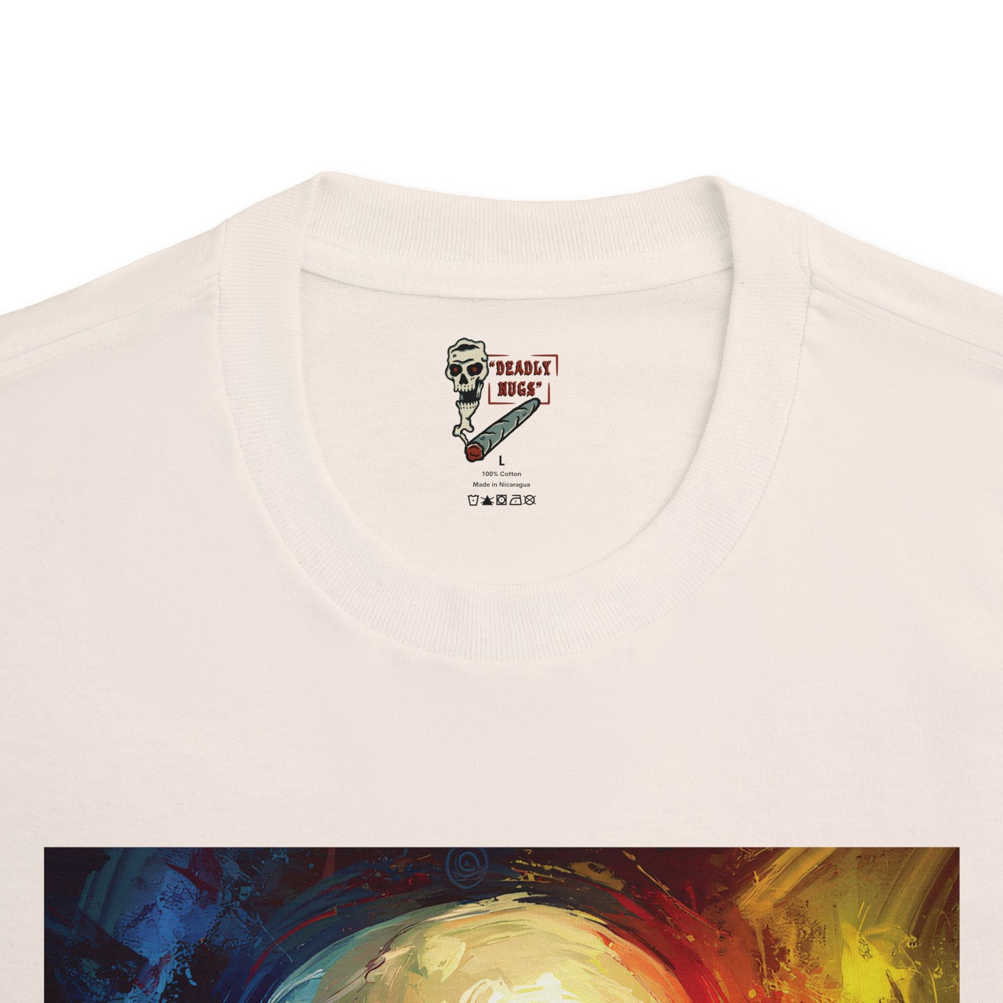 Moment of Relevance / Skull with Abstract Color Patterns Graphic Tee / Dark Obscure Art Abstract Painting / 420 Underground Stoner Streetwear / DEADLY NUGS