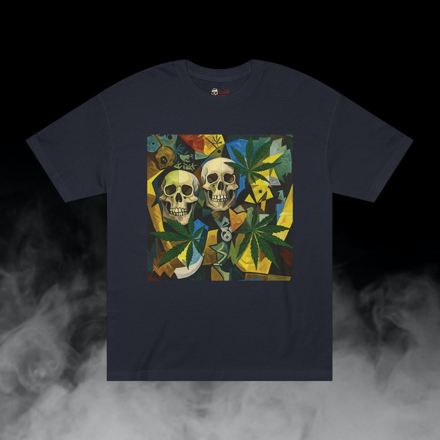Beyond Perceptions / Skulls Cannabis Leaves Graphic Tee / Abstract Cubism Art Picasso Painting / 420 Underground Stoner Streetwear / DEADLY NUGS