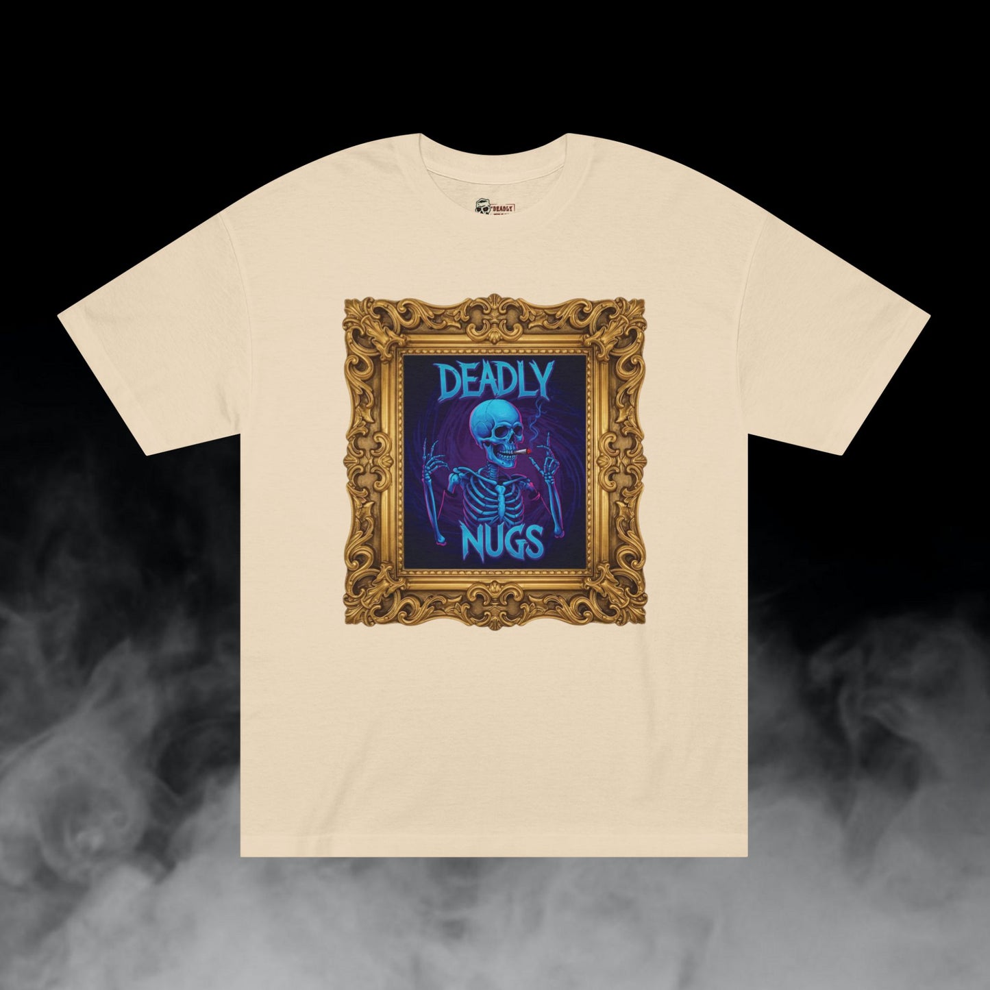 Deuces / Skeleton Smoking Graphic Tee / Gritty Neon Aesthetic Frame Art / 420 Underground Stoner Streetwear / DEADLY NUGS