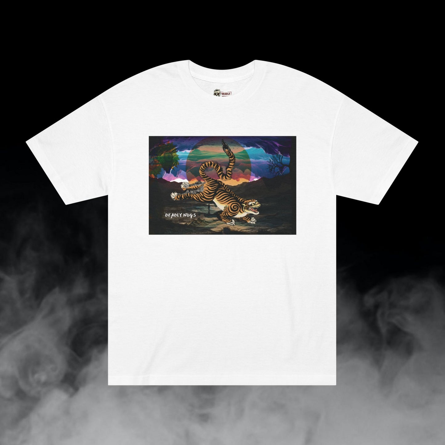 Bounds & Reflections / Tiger in Reflective Landscape Graphic Tee / Surreal Hypnotic Aesthetic Art / 420 Underground Stoner Streetwear / DEADLY NUGS