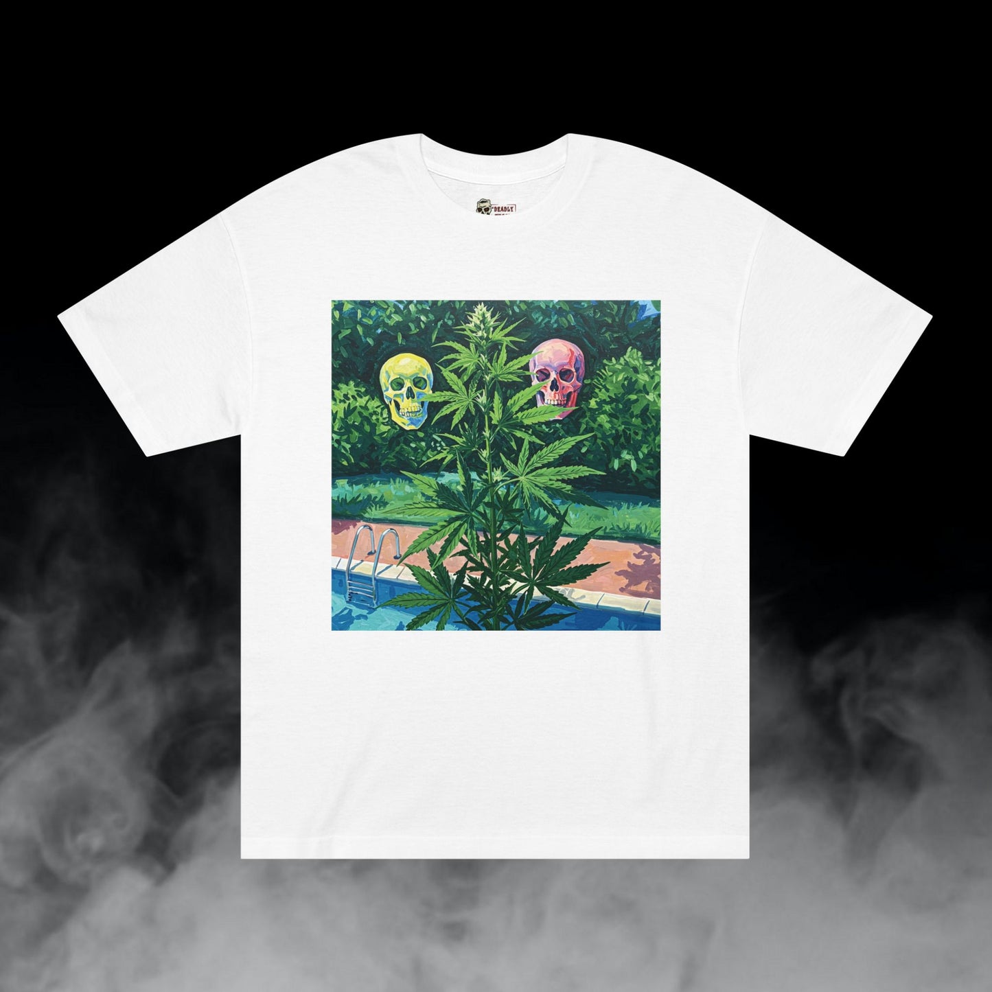 Herbs Poolside / Skulls Cannabis Colas Graphic Tee / Modern Pop Art Hockney Painting / 420 Underground Stoner Streetwear / DEADLY NUGS