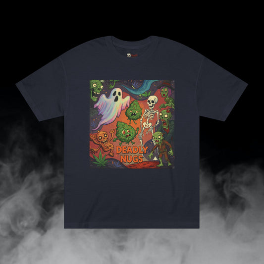 Ghouls Gone Green / Bud Characters Ghost Skeleton Zombies Graphic Tee / Ominous Spooky Character Cartoon Art / 420 Underground Stoner Streetwear / DEADLY NUGS