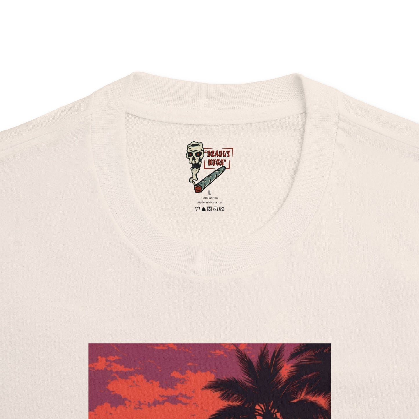 Coastline / Shoreline Sunset Sky Palms Waves Graphic Tee / Vintage Painting Beach Style Art / 420 Underground Stoner Streetwear / DEADLY NUGS