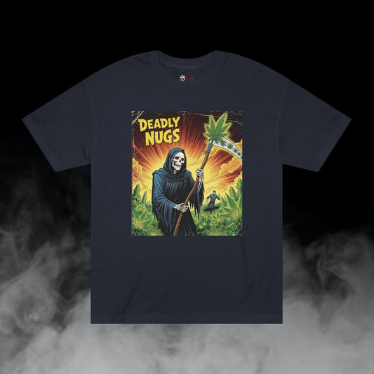 The Strain Reaper / Grim Reaper Sickle Cannabis Field Graphic Tee / Vintage Pulp Horror Comic Style / 420 Underground Stoner Streetwear / DEADLY NUGS