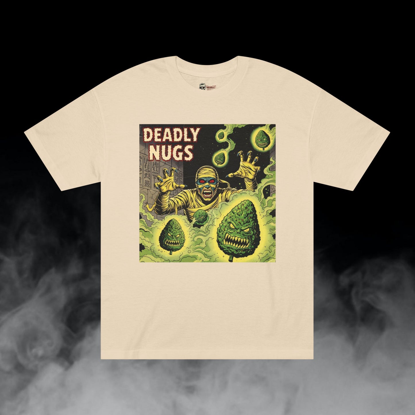 Tomb of the Killer Nugs / Mummy Cannabis Buds Graphic Tee / Vintage Pulp Horror Comic Style / 420 Underground Stoner Streetwear / DEADLY NUGS