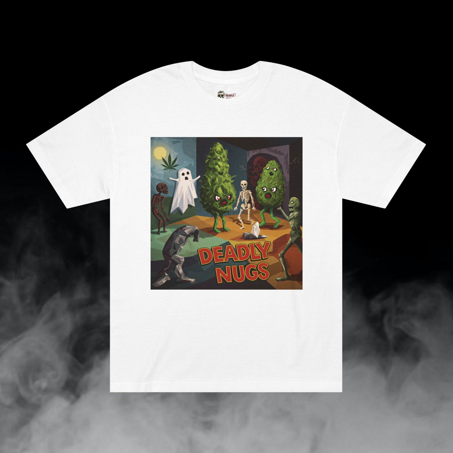 Bloom Doom / Bud Characters Ghost Skeleton Zombie Graphic Tee / Obscure Surreal Horror Art Picasso Style / 420 Underground Stoner Streetwear / DEADLY NUGS
