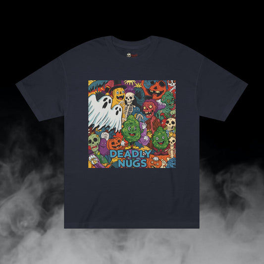 High Spirits / Bud Characters Ghosts Skulls Monsters Graphic Tee / Spooky Halloween Grunge Cartoon Art / 420 Underground Stoner Streetwear / DEADLY NUGS