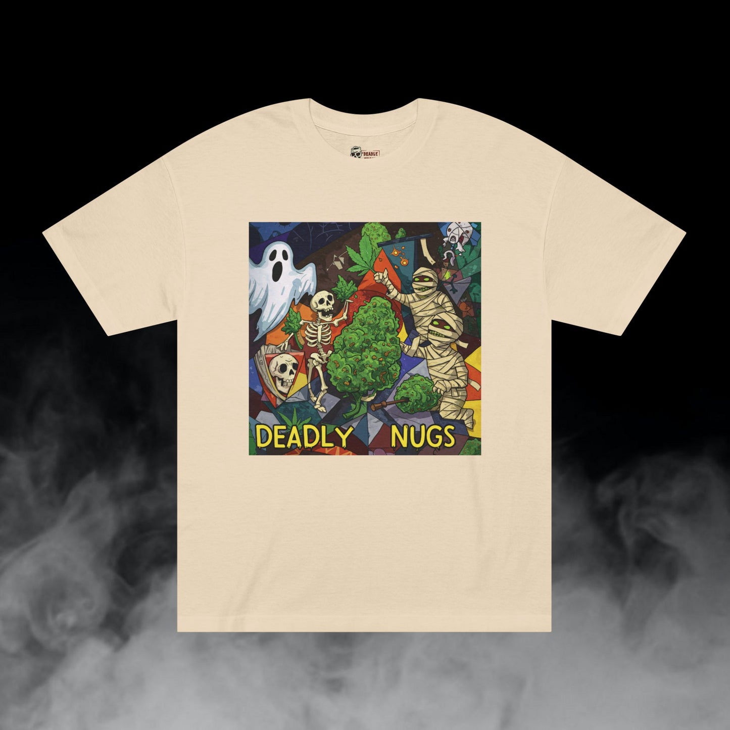 Final Harvest / Cannabis Buds Ghosts Mummies Skeletons Graphic Tee / Dark Pop Art Cartoon Style / 420 Underground Stoner Streetwear / DEADLY NUGS