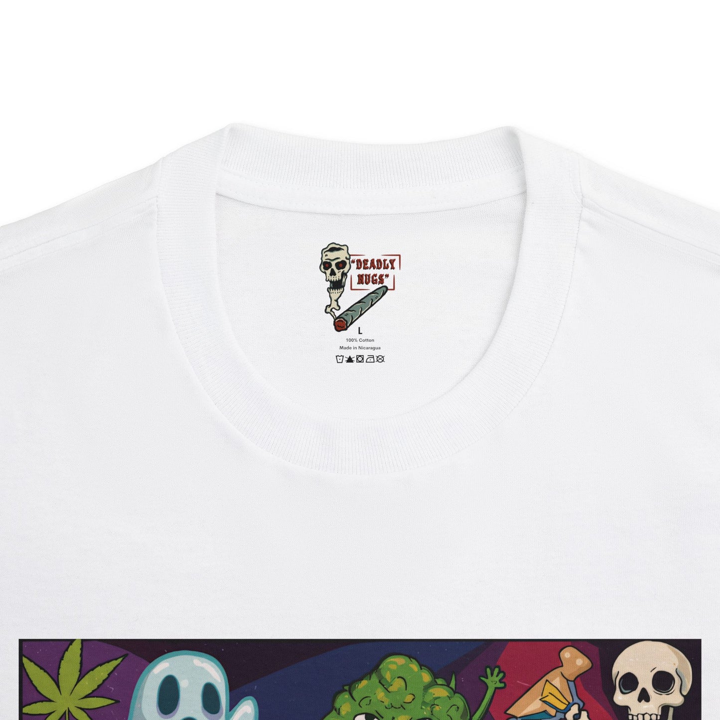 Spooky High / Premium Unisex Graphic Tee Aesthetic Print Ghost Skeleton 420 / DEADLY NUGS