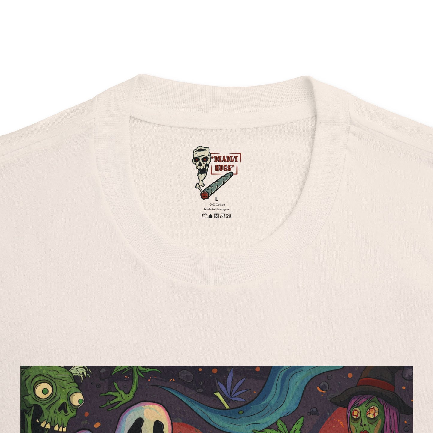 Ghouls Gone Green / Bud Characters Ghost Skeleton Zombies Graphic Tee / Ominous Spooky Character Cartoon Art / 420 Underground Stoner Streetwear / DEADLY NUGS