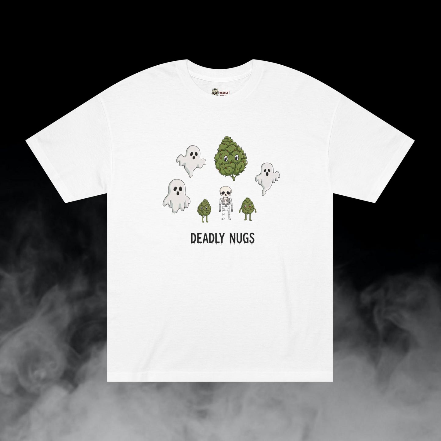 Peek-a-Boo / Premium Unisex Graphic Tee Aesthetic Print Ghost Skeleton 420 / DEADLY NUGS