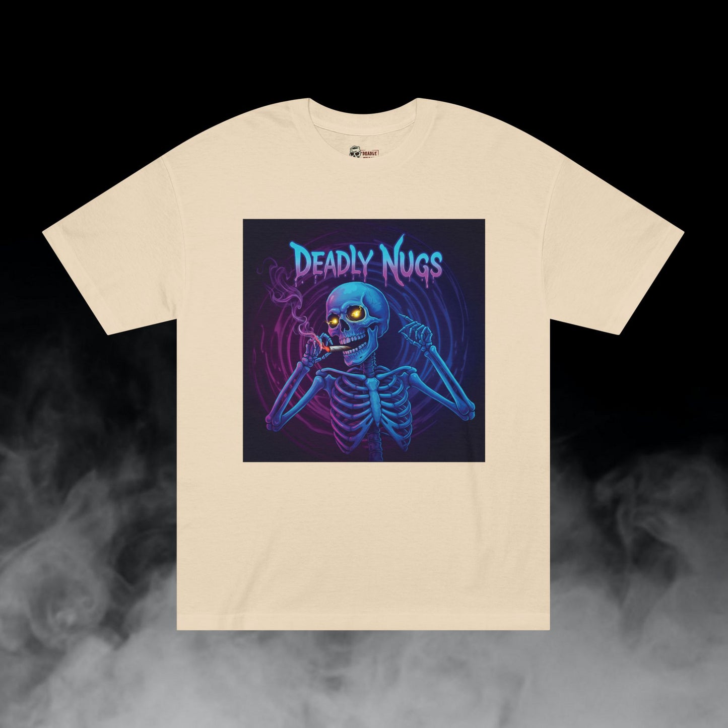 Portal Warp / Skeleton Smoking Graphic Tee / Gritty Neon Glitch Aesthetic Art / 420 Underground Stoner Streetwear / DEADLY NUGS