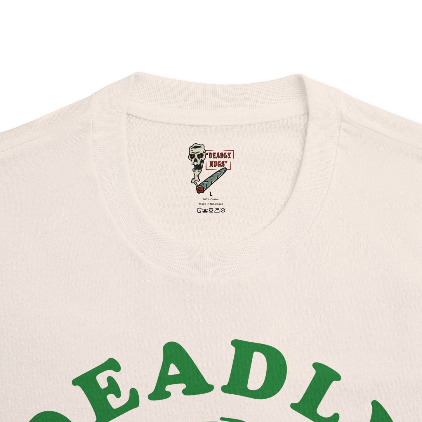 Flame in, Flame out / Premium Unisex Graphic Tee Green Aesthetic Print Skull 420 / DEADLY NUGS