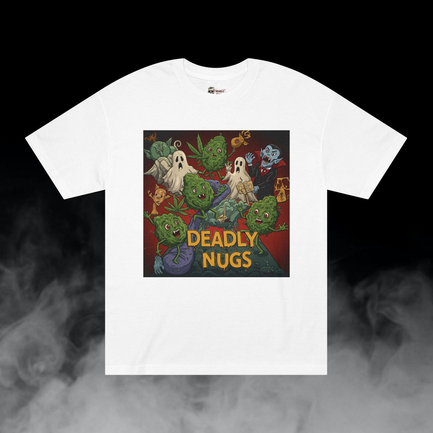 Path of Ascension / Bud Characters Ghosts Vampire Graphic Tee / Spooky Surreal Horror Cartoon Art / 420 Underground Stoner Streetwear / DEADLY NUGS