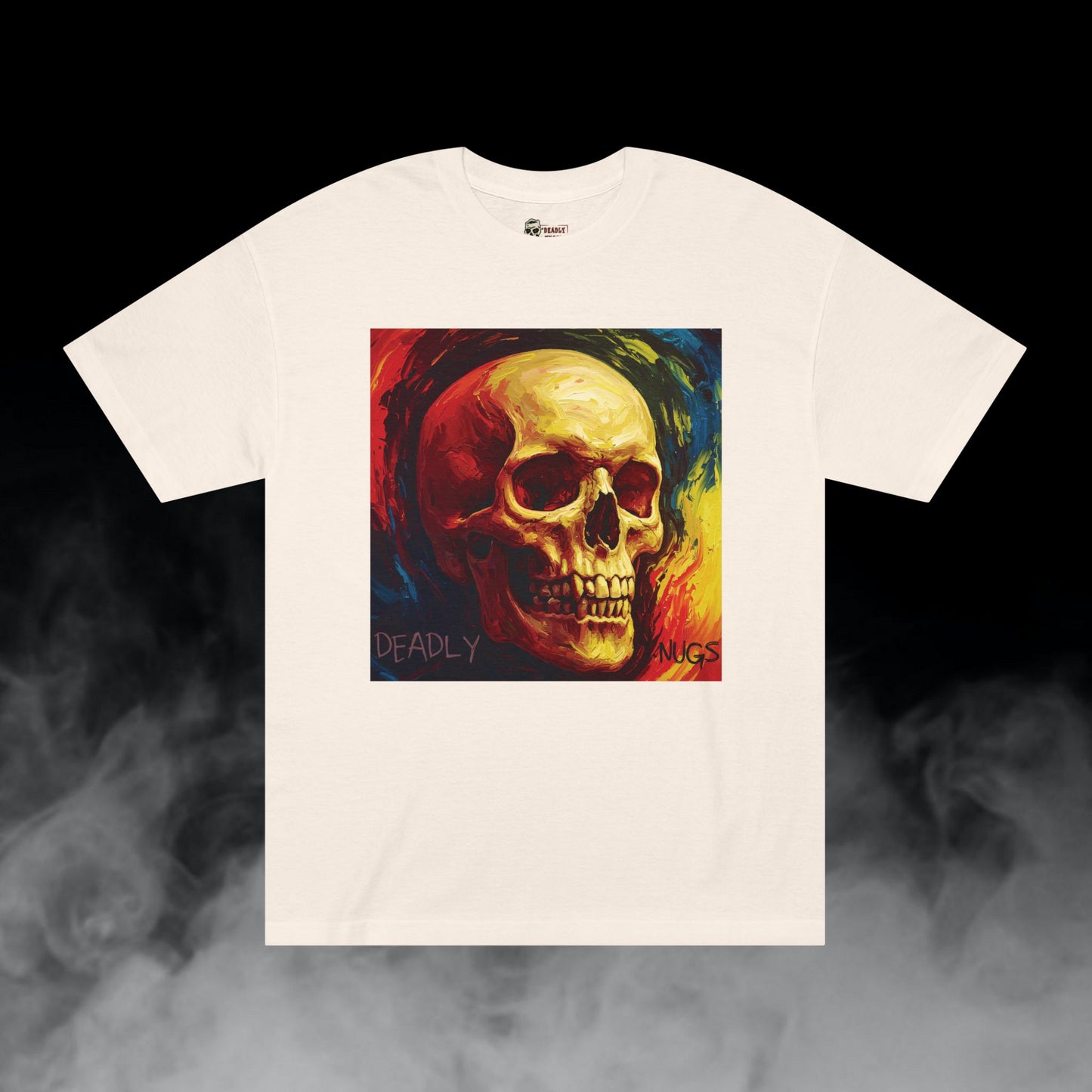 Radical High / Skull with Abstract Color Patterns Graphic Tee / Dark Obscure Art Abstract Painting / 420 Underground Stoner Streetwear / DEADLY NUGS