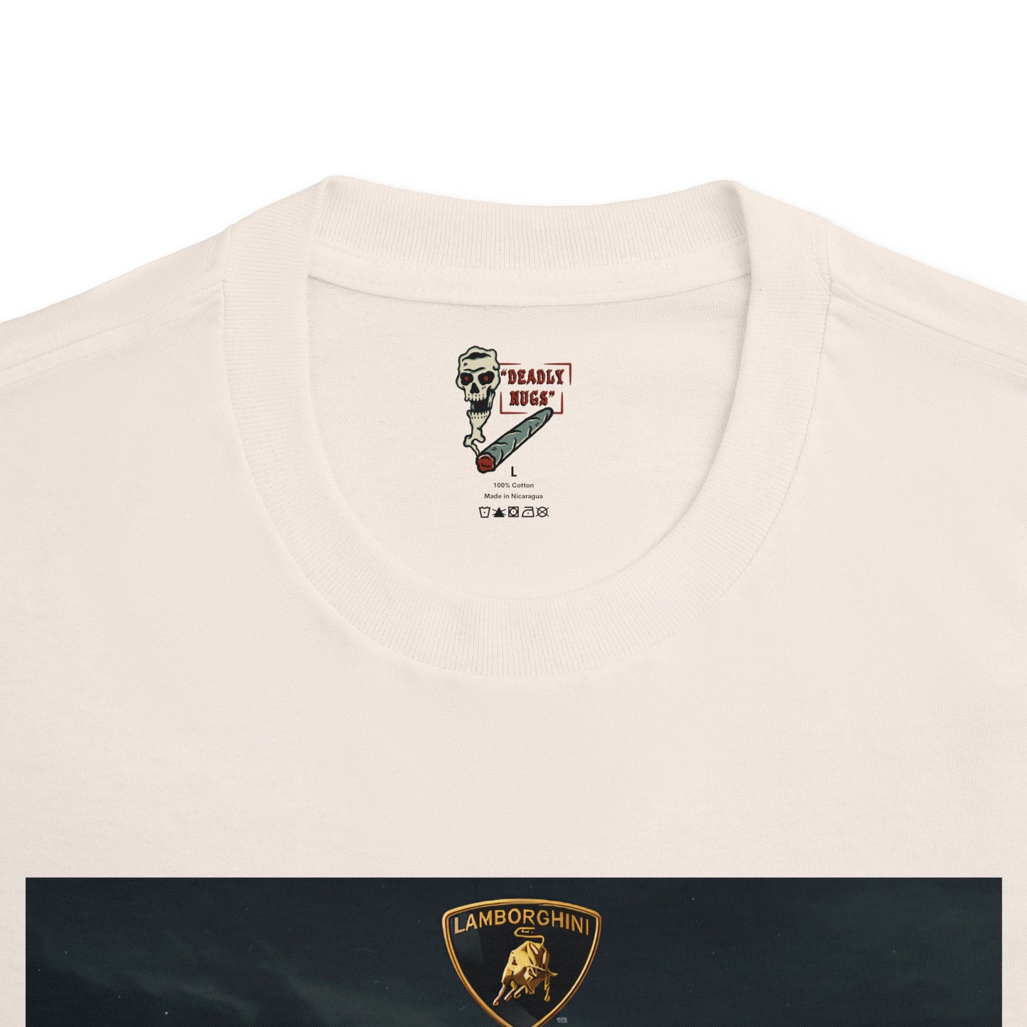 Gold Lamborghini / Premium Unisex Graphic Tee Aesthetic Print Ghost Exotic Car 420 / DEADLY NUGS