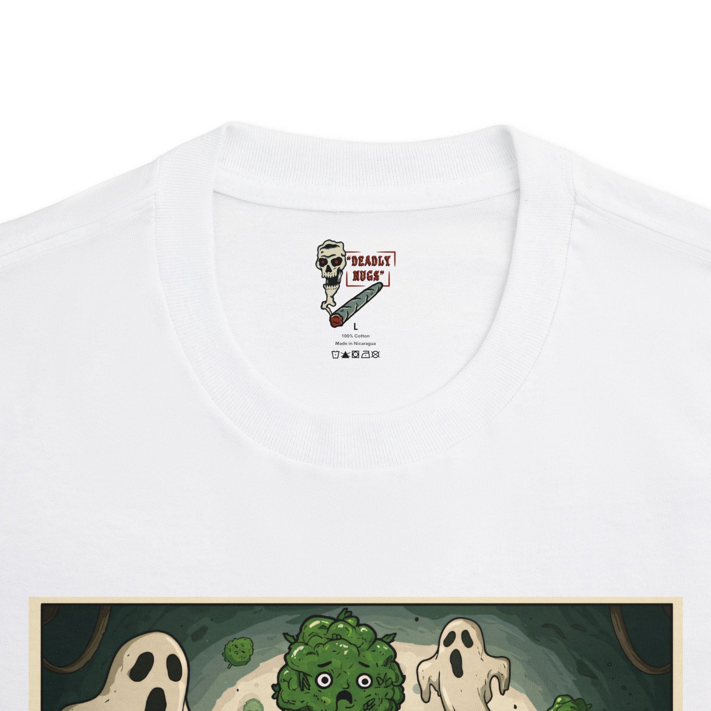 Effects / Bud Characters Ghosts Skulls Graphic Tee / Dark Humor Gritty Modern Cartoon Comic Art Style / 420 Underground Stoner Streetwear / DEADLY NUGS