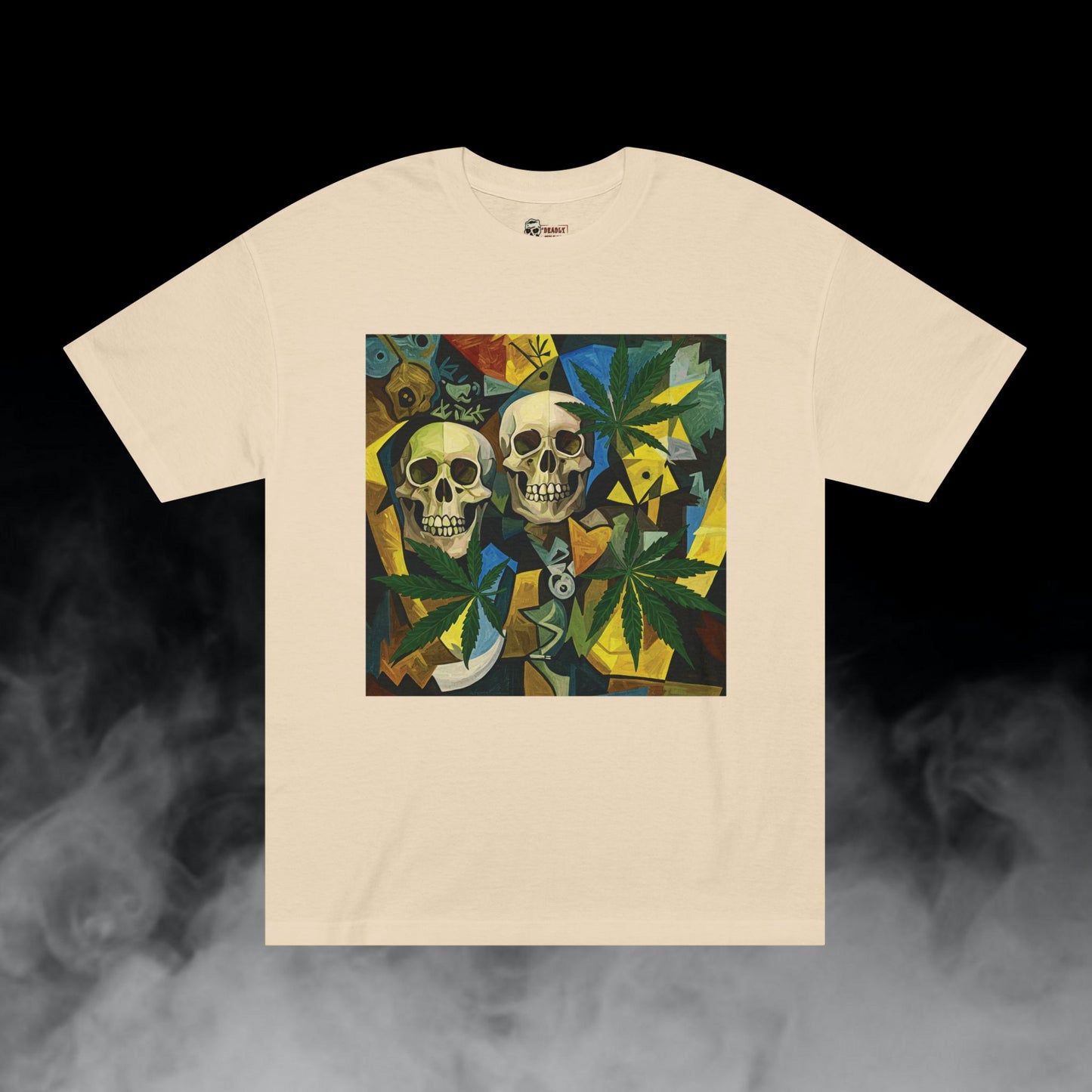 Beyond Perceptions / Skulls Cannabis Leaves Graphic Tee / Abstract Cubism Art Picasso Painting / 420 Underground Stoner Streetwear / DEADLY NUGS