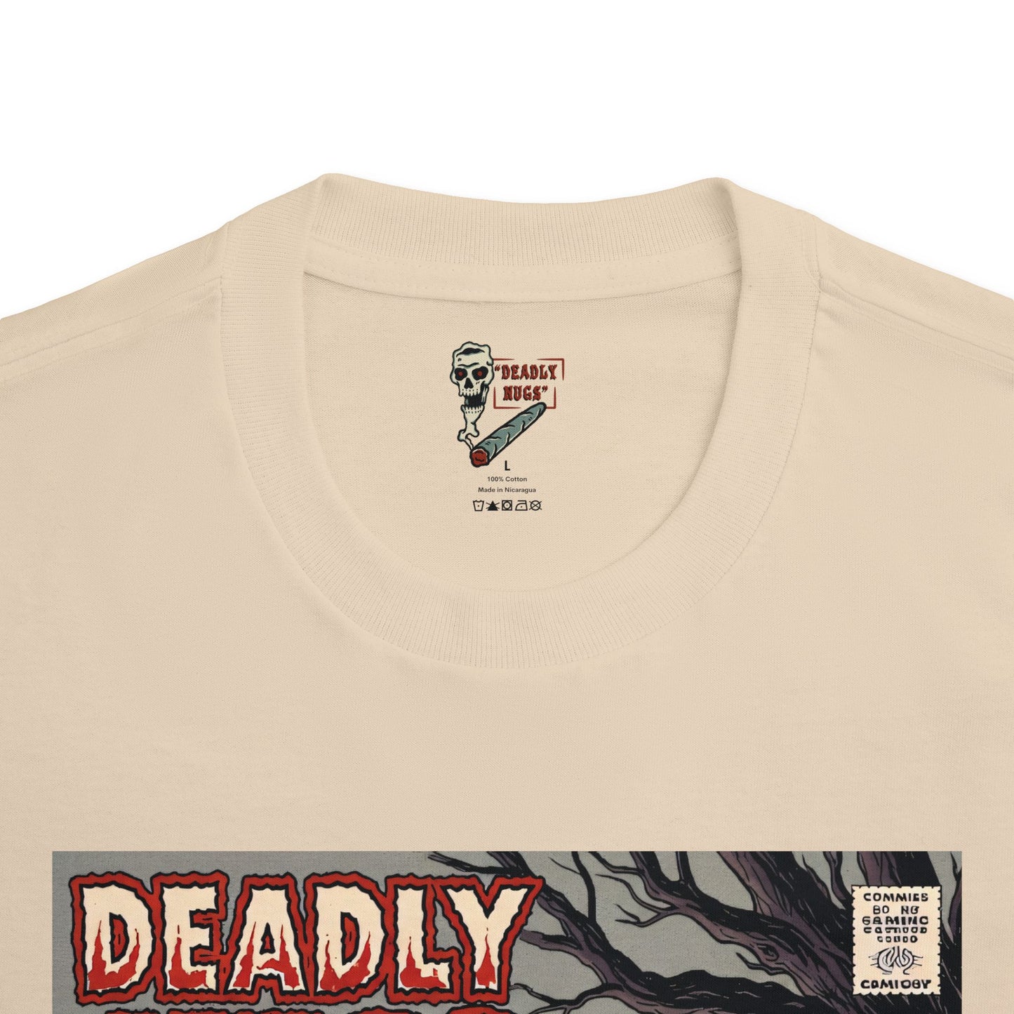 Killer Weed / Graveyard Cannabis Bud Graphic Tee / Vintage Pulp Horror Comic Style / 420 Underground Stoner Streetwear / DEADLY NUGS