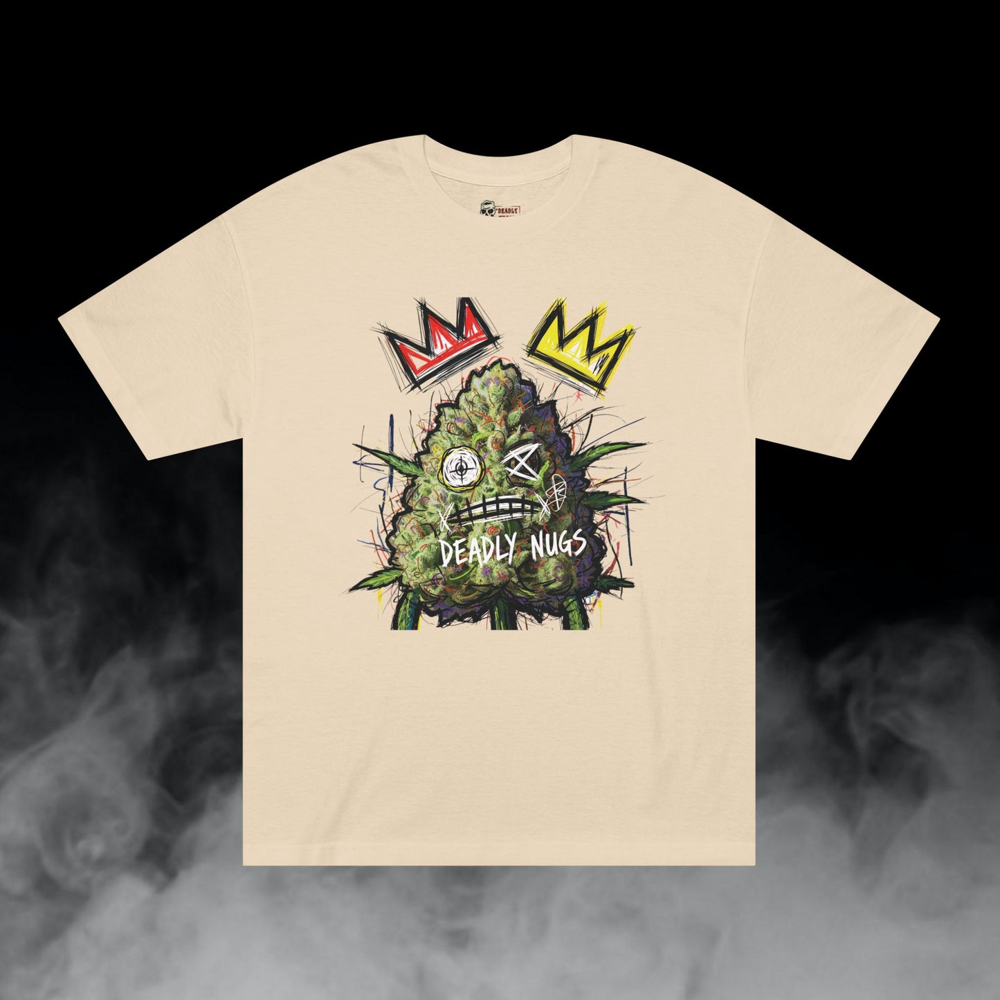 King Smoke / Bud Character with Crowns Graphic Tee / Abstract Expressionism Art Basquiat Painting / 420 Underground Stoner Streetwear / DEADLY NUGS