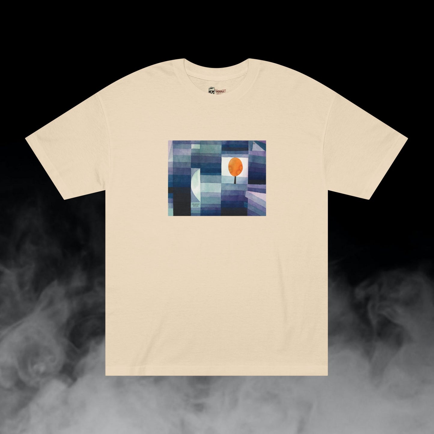 Midnight Flame / Blue Tone Geometric Painting Graphic Tee / Modern Abstract Cubism Art Style / 420 Underground Stoner Streetwear / DEADLY NUGS