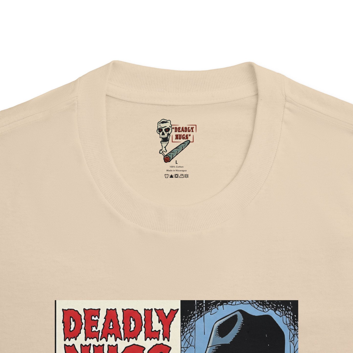 The Sinister Stash / Panicked Woman Encounter with Sinister Cannabis and Shadowy Dealer Graphic Tee / Vintage Pulp Horror Noir Comic Art Style / 420 Underground Stoner Culture / DEADLY NUGS