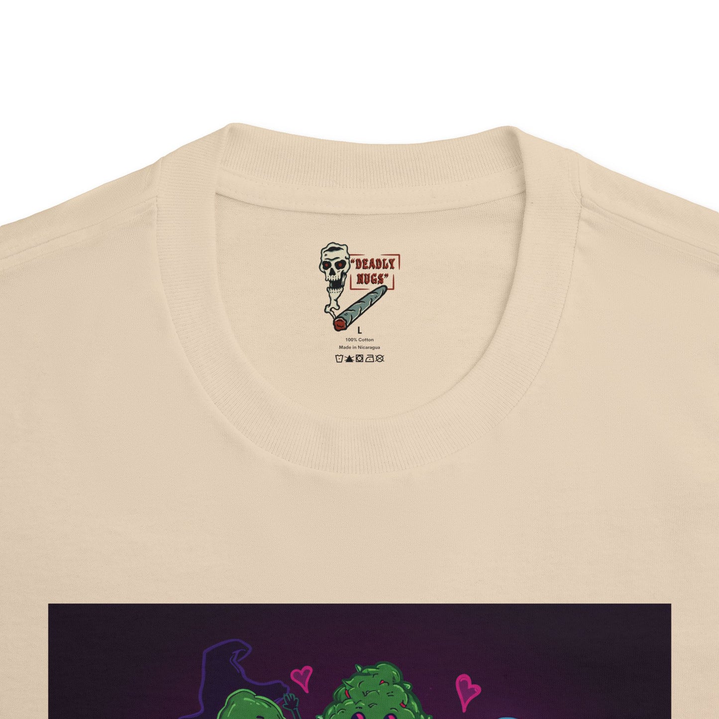 Love Affair / Bud Characters Ghosts Skeleton Graphic Tee / Spooky Neon Cartoon Comic Art Style / 420 Underground Stoner Streetwear / DEADLY NUGS