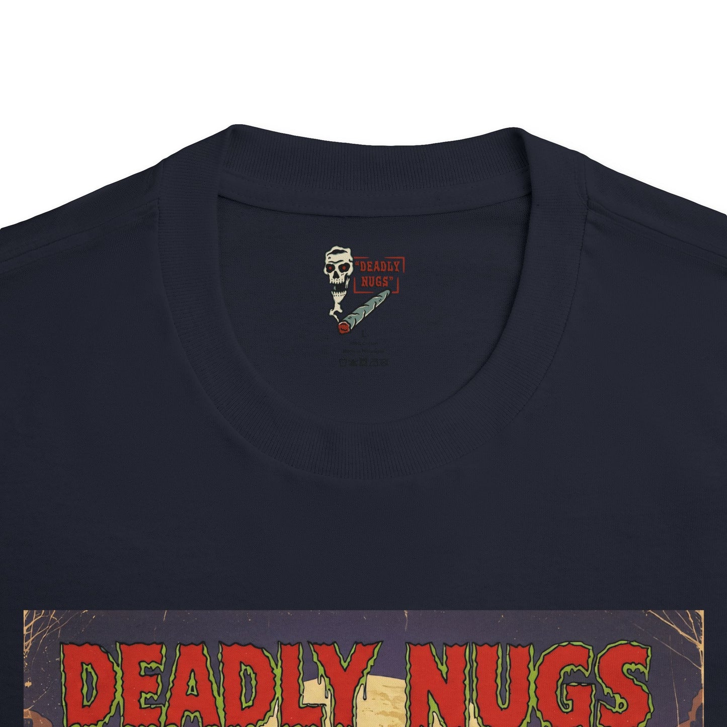 Rolling in Their Graves / Hooded Reaper Cannabis Bud Graphic Tee / Vintage Pulp Horror Comic Style / 420 Underground Stoner Streetwear / DEADLY NUGS