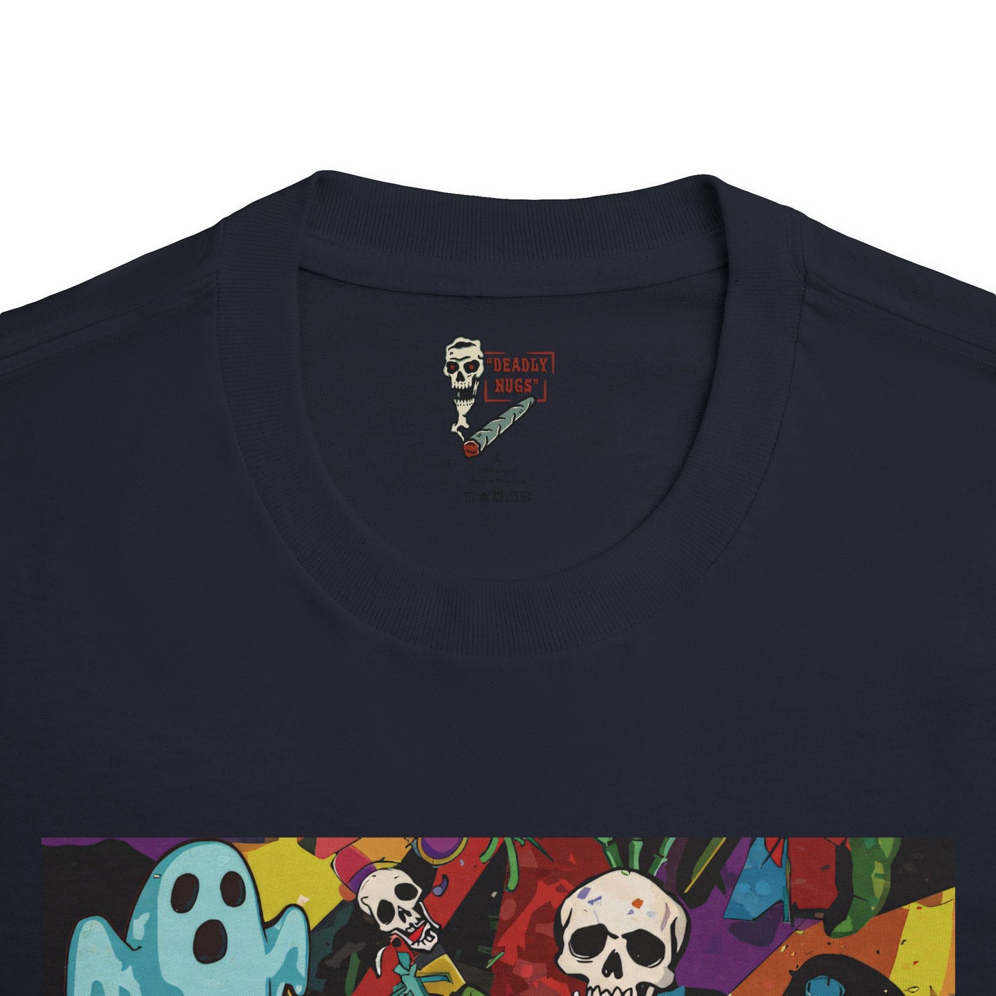 Out of the Dark / Bud Characters Ghosts Skeletons Graphic Tee / Dark Grunge Pop Art Basquiat Style / 420 Underground Stoner Streetwear / DEADLY NUGS